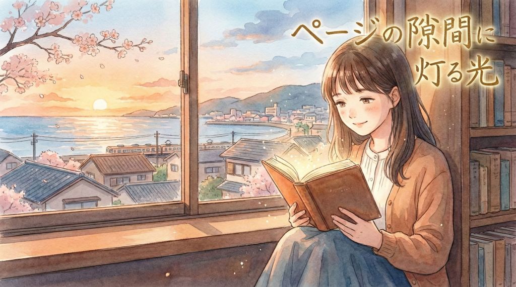 【短編小説】　ページの隙間に灯る光のイラスト