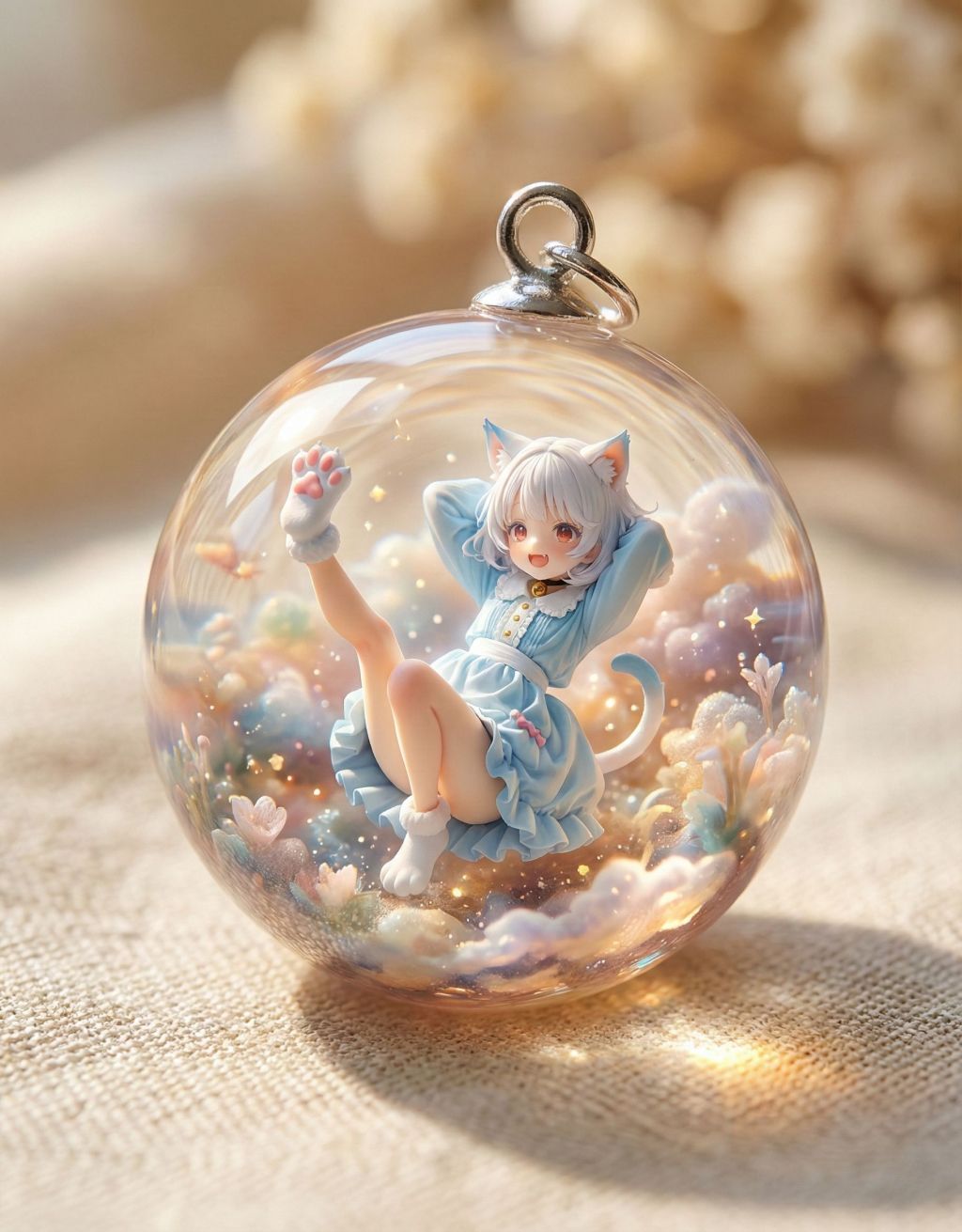 美少女AIイラスト【無料公開】2Dイラストが宝石に？Nano Bananaで創る「3Dレジンチャーム」プロンプト1083