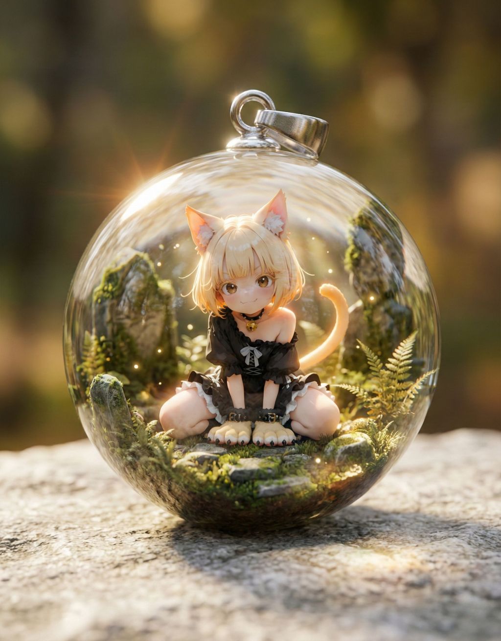 美少女AIイラスト【無料公開】2Dイラストが宝石に？Nano Bananaで創る「3Dレジンチャーム」プロンプト1084